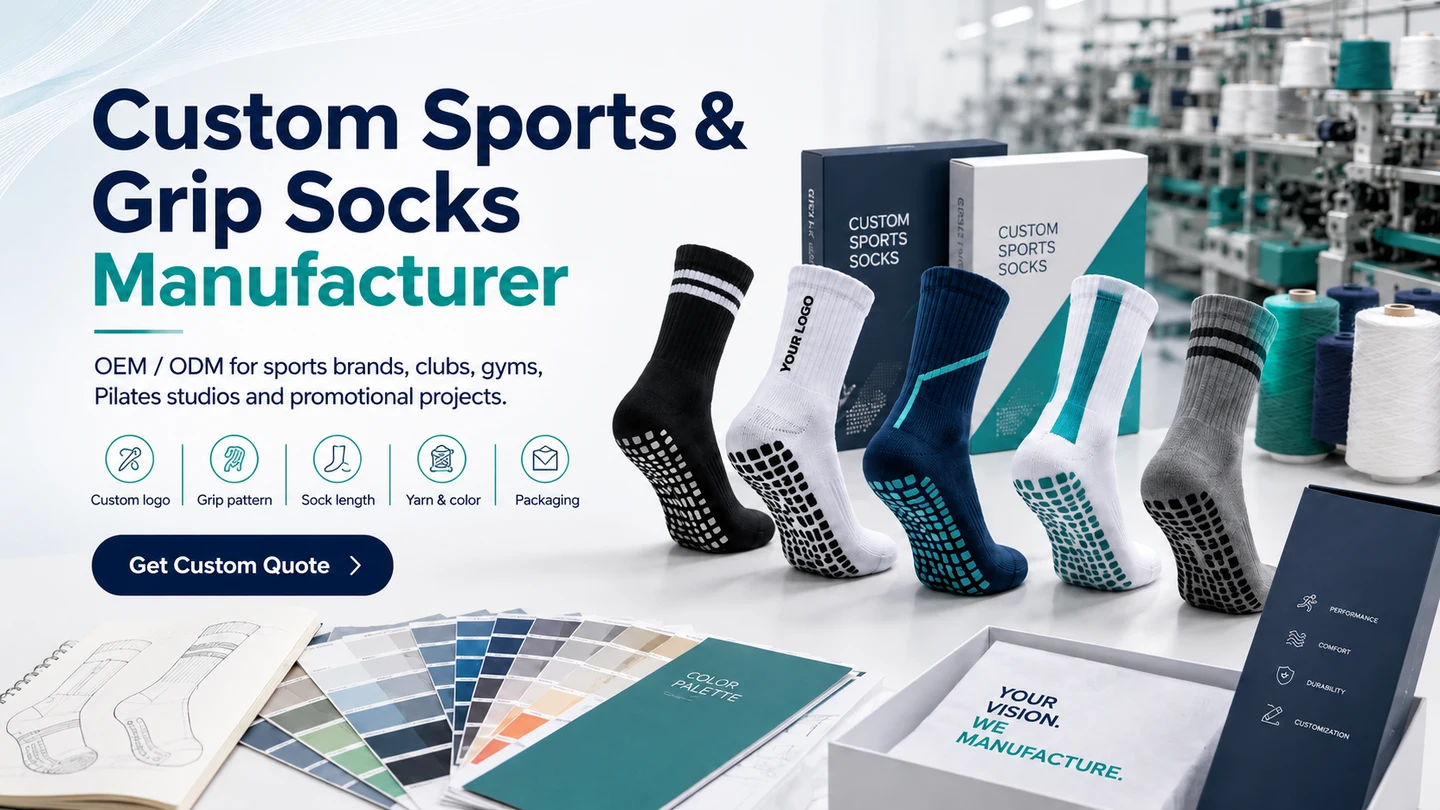 Custom sports and grip socks manufacturer banner